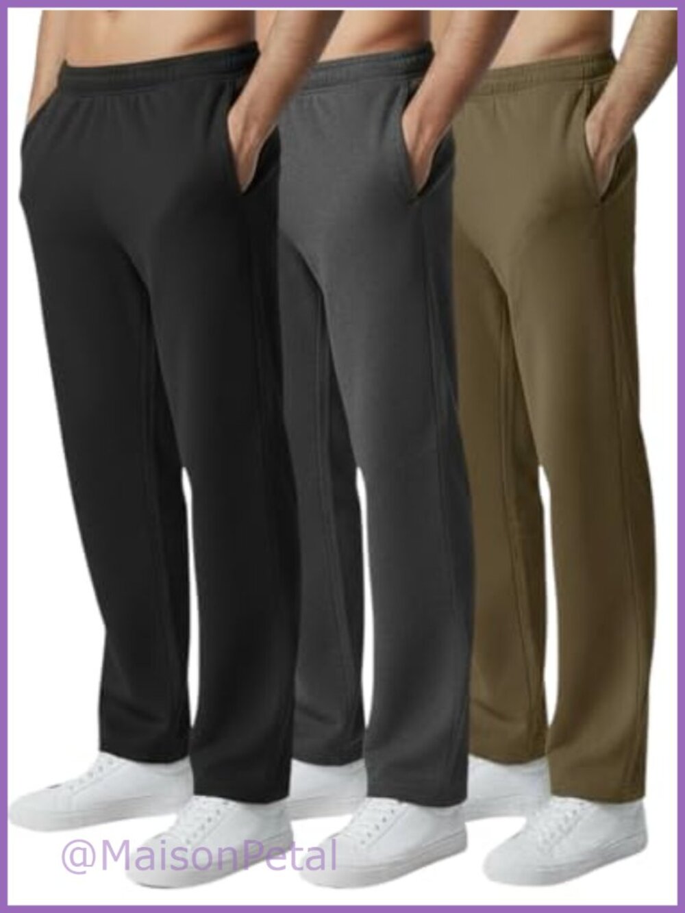 Men's Wide Leg Open Bottom Sweatpants Lounge Pants 3 Pack
